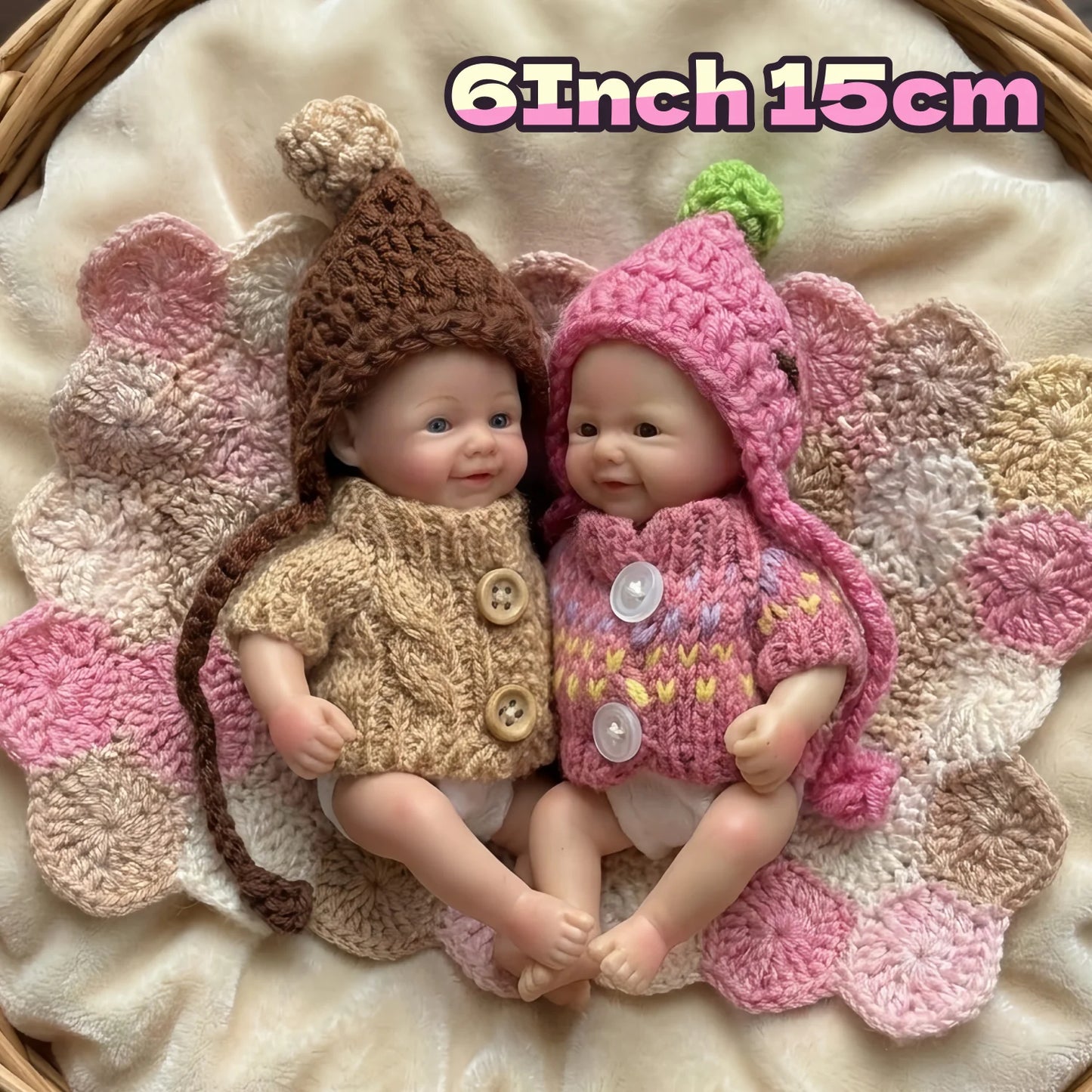 6 Inch Cuddly Mini Palm Silicone Bebe Reborn Girl & Boy Flexible Soft Touch Can Washable Lifelike Reborn Silicone Doll