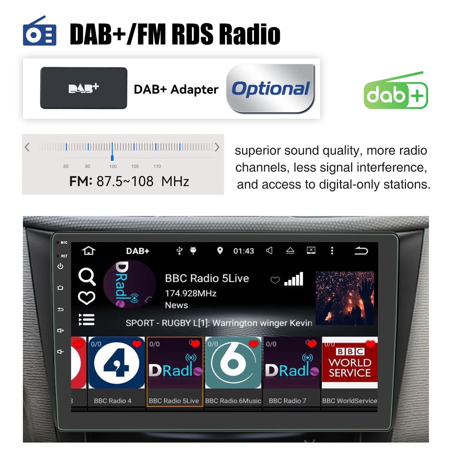 7"/9"/10“ 2 DIN Android 15 4+64G Car Stereo Multimedia Player Universal Carplay Android Auto GPS Navigation FM Radio Touchscreen