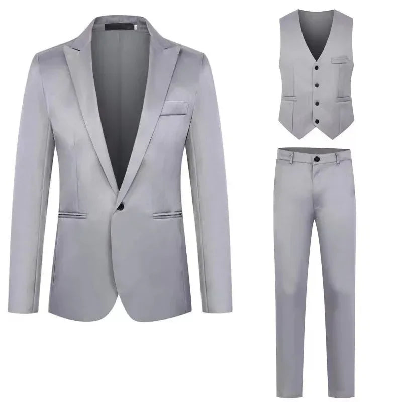 Men Suits Wedding 3 Pieces Elegant 2 Outfit Set Blazers Fashion  Business Classic Jackets Vest Pants 2024 Formal Clothing