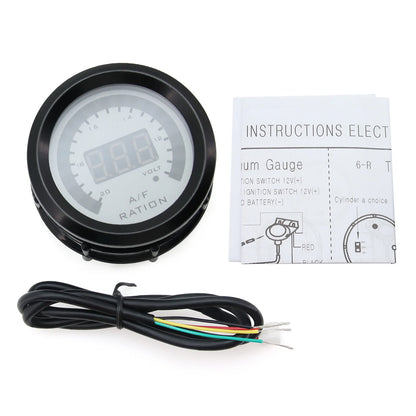 2'' 52mm Air Fuel Ratio Gauge 2 In 1 Voltmeter AFR Car Gauge Can Be Paired With Narrowband O2 Oxygen Sensor Fit for 12V Vehicle