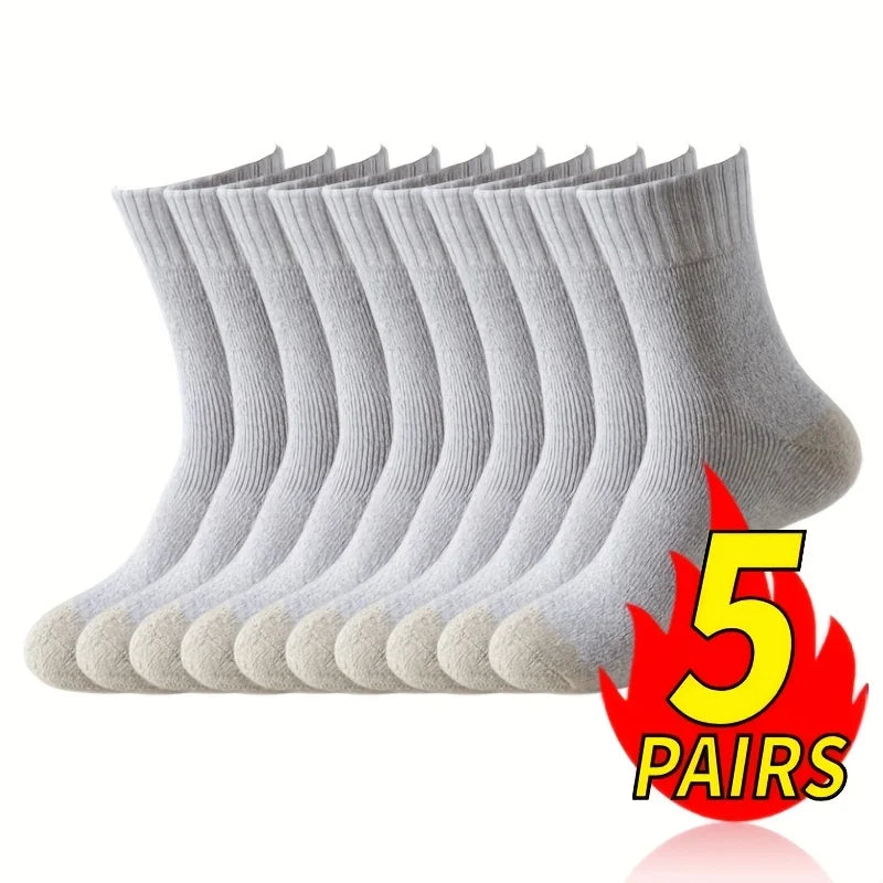 3/5/10 Pairs Men's Socks Mid Length Socks in Autumn and Winter Thick and Warm Daily Socks