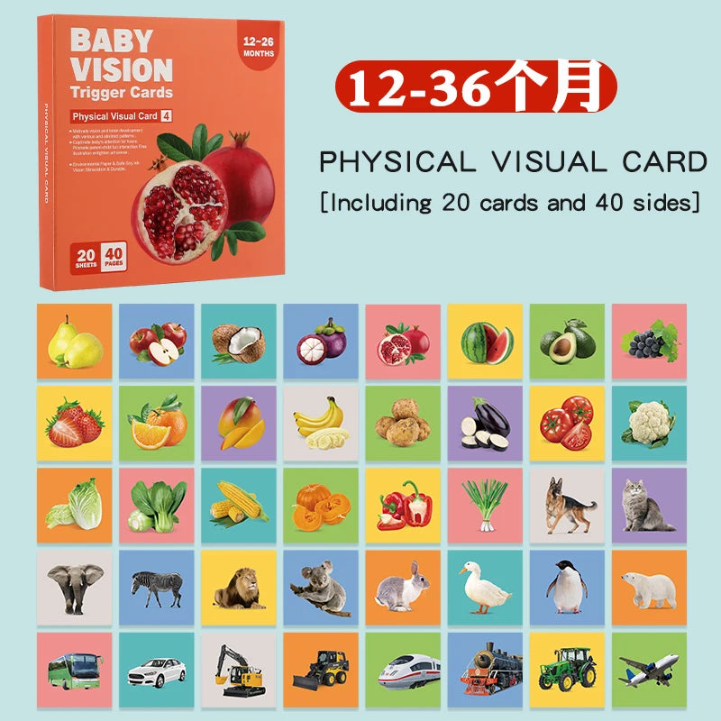 Black and red visual early education card for newborns, visual stimulation of color cognition, flashing new children's early edu