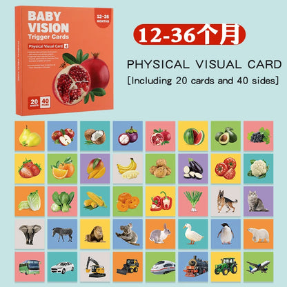 Black and red visual early education card for newborns, visual stimulation of color cognition, flashing new children's early edu