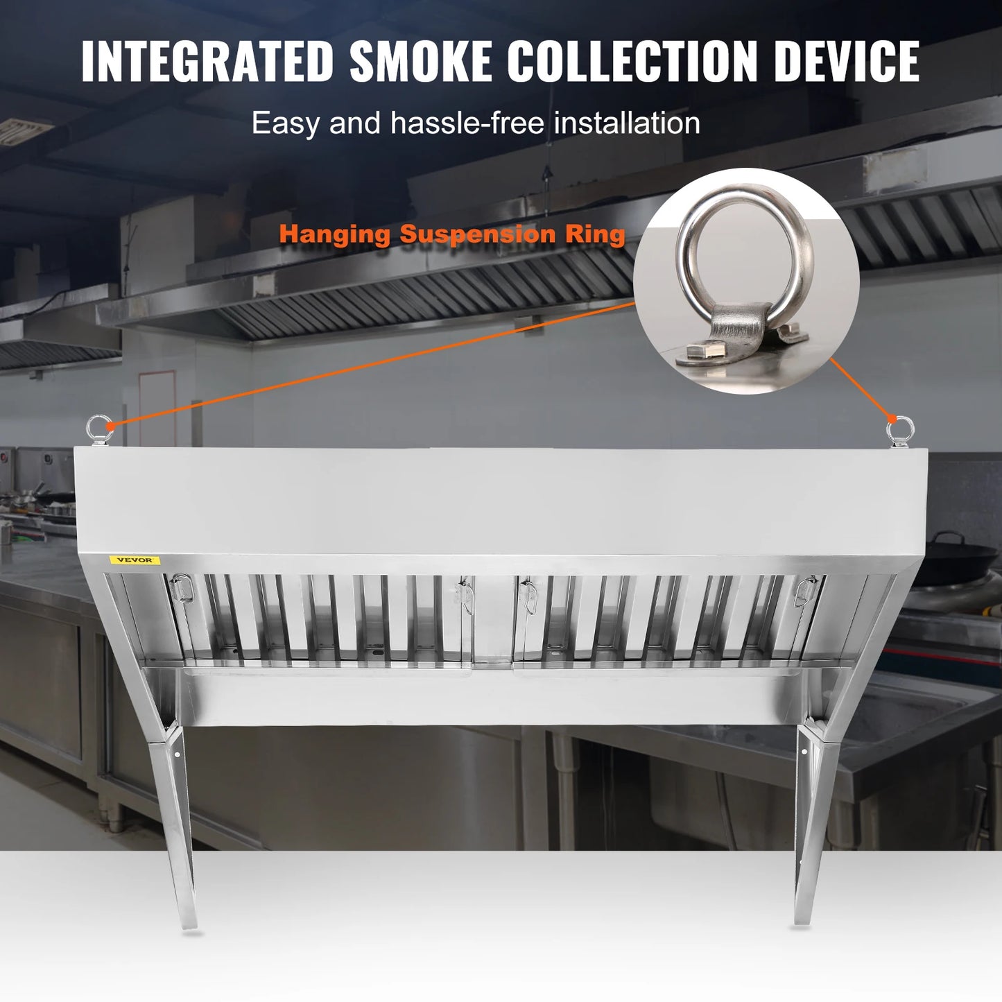 30 Inch Commercial Range Hood, 201 Stainless Steel Under Cabinet Kitchen Vent Hood, Concession Exhaust Hood, Silver