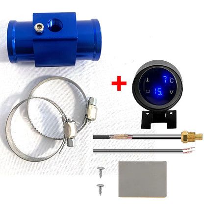 Round Car Truck Water Temp Gauge Temperature Sensor 12V/24V Temperatura +  Voltage 2 in 1 Temperature Sensor Gauge 1/8NPT 150℃