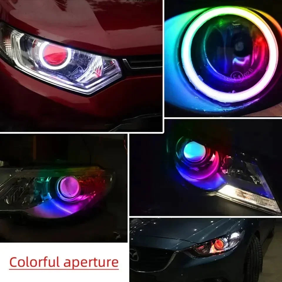 2PCS Car Colorful Cotton LED Angel Eyes Halo Rings APP Control Headlight Lamps Daytime Running Light for Car Offroad Motorcycle