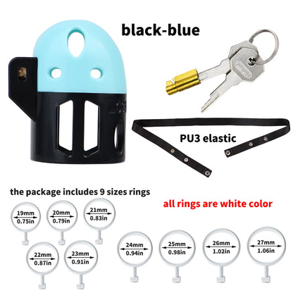 FRRK ABS Mixed Color Male Chastity Cage Lightweight Breathable Hollow Straight Plastic Cock Lock No Base Rings Ergonomic Design