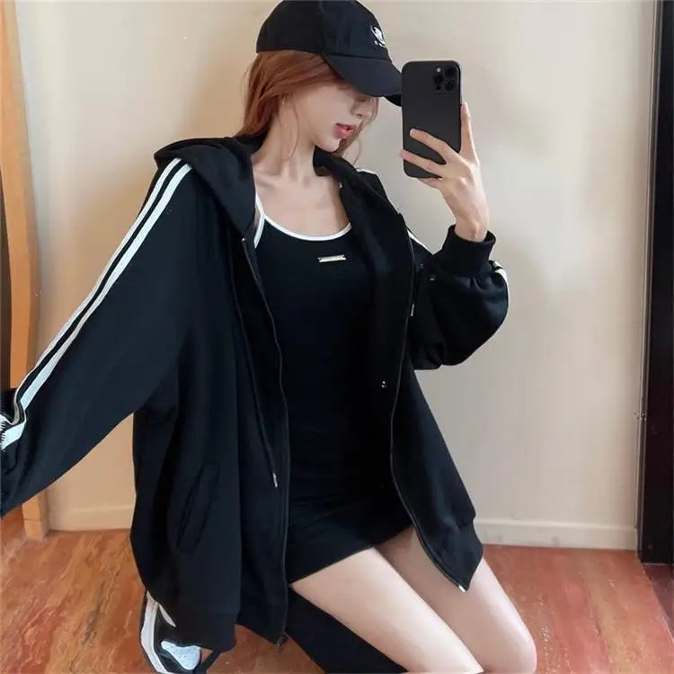 Spicy Girl Set Women's Autumn Fashion High-End Pure Desire Strap Vest  Skirt Hoodie Jacket Two-Piece Set Ladies' Wear