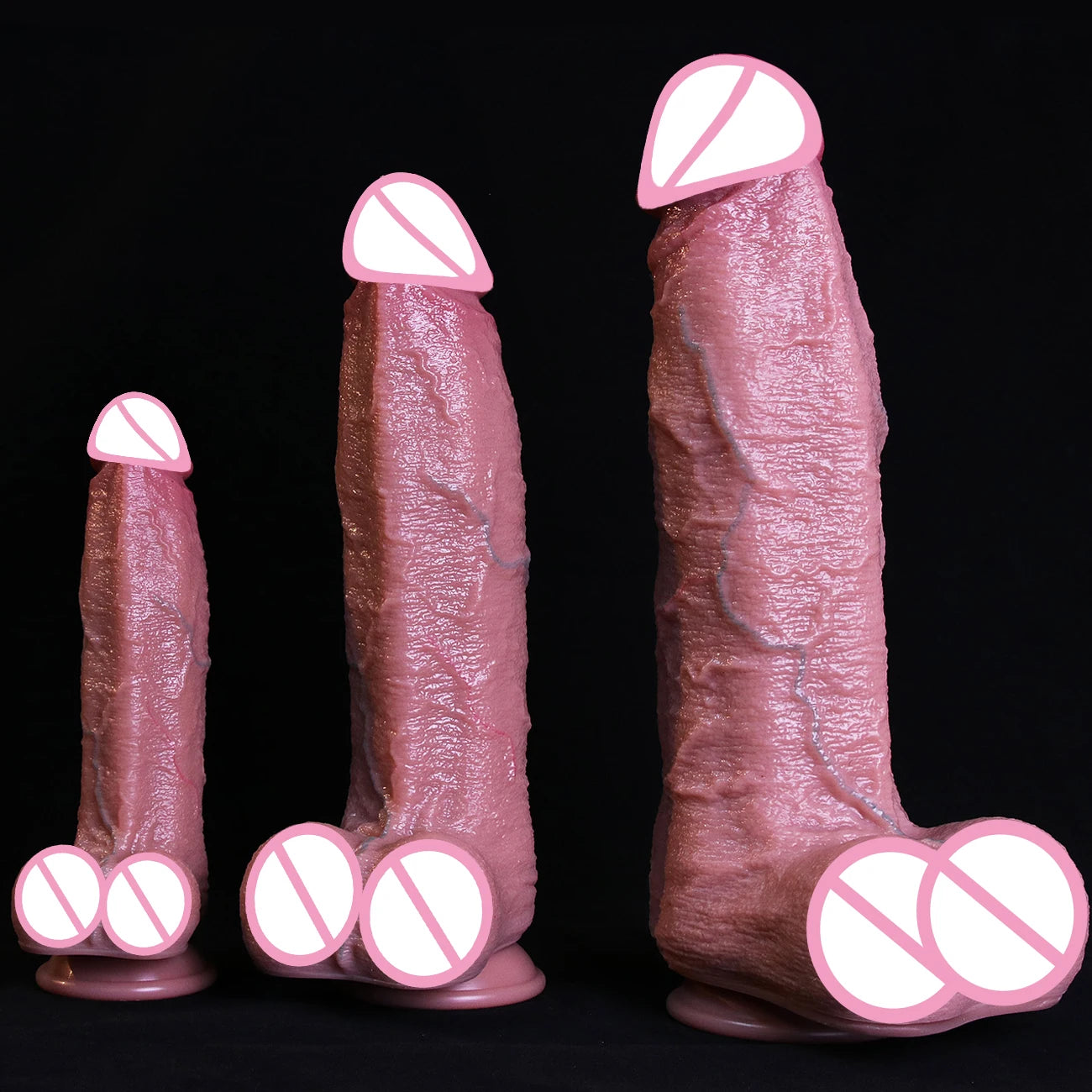3 Sizes Realistic Soft Brown Dildo Huge Thick Fake Penis Double Silicone Cock Woman Man Masturbation Suction Cup Anal Sex Toys