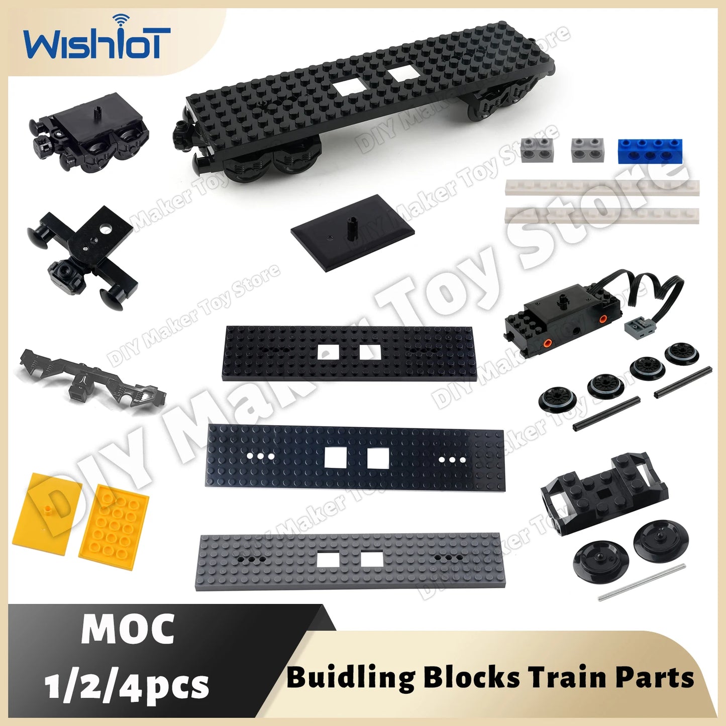 MOC Train Motor Wheel Kit Building Blocks Technology Parts Pack Power Functions Train Expansion Bricks Accessories Toys for Kids