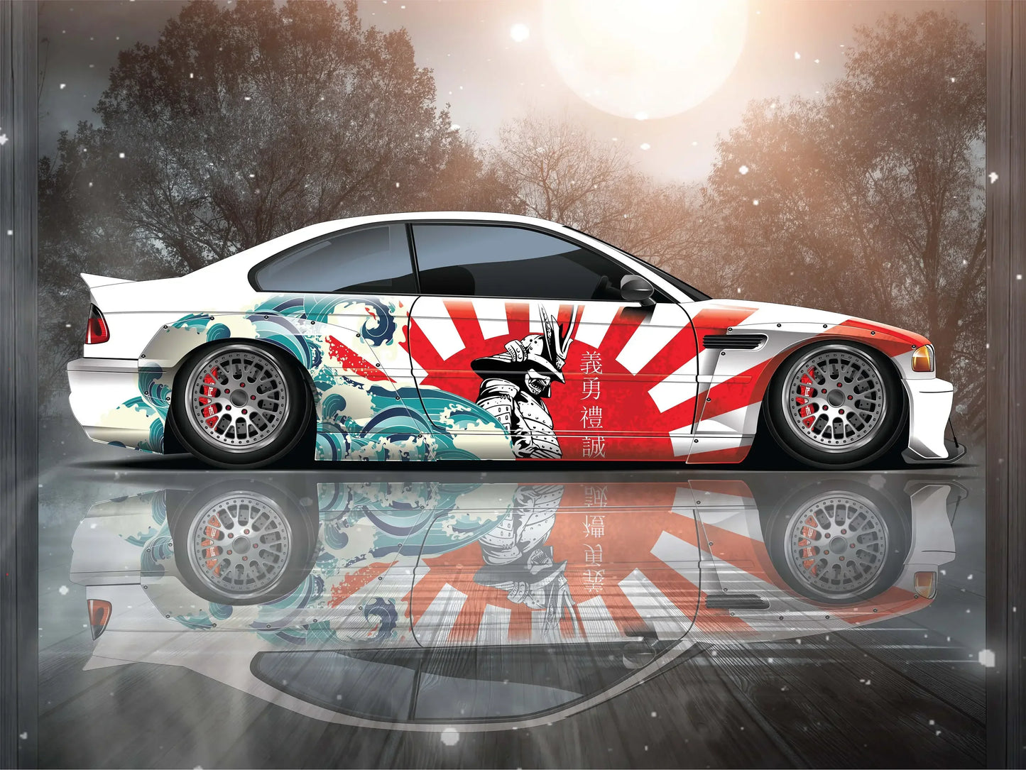 Samurai Car Wrap, Japanese Vehicle Livery, Cast Vinyl Wrap, Universal Size Samurai Anime Car Sticker Car Decoration