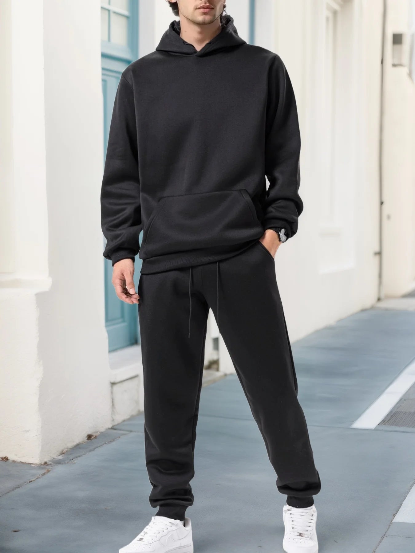 2025 Men's Autumn and Winter New Solid Color Hoodie+pants Two-piece Set Fashionable Casual Sports Set Size S-3XL Men's Tracksuit