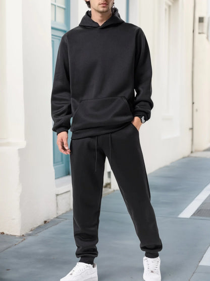 2025 Men's Autumn and Winter New Solid Color Hoodie+pants Two-piece Set Fashionable Casual Sports Set Size S-3XL Men's Tracksuit