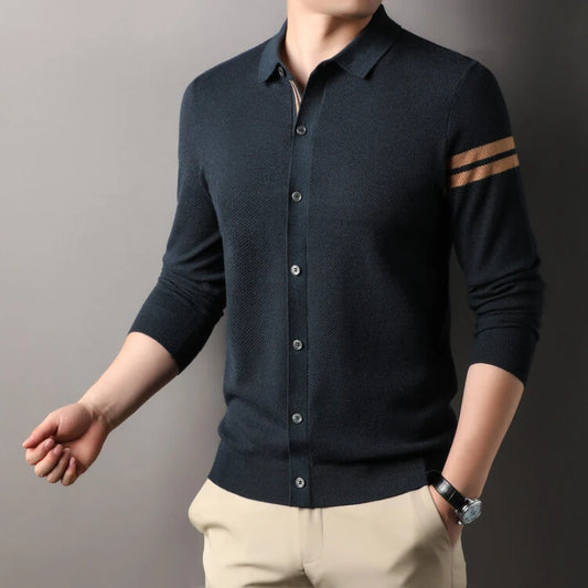High-quality men's autumn warm long-sleeved sweater, daily commute pullover, stretchable.M-4XL