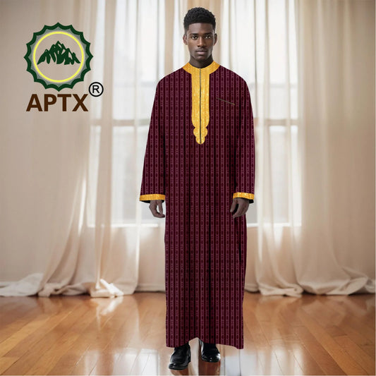 Musilim Men Cloths Long Sleeve Islamic Clothing Men Robe Arab Abaya Dresses Embroidered Kaftan Casual Formal Dubai Thobe 2412002