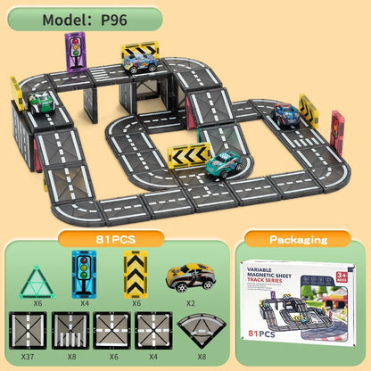 Magnetic Road Magnet Crane Car Toy Magnetic Block STEM Toys Creativity and Educational Construction Toys for Kids Birthday Gifts