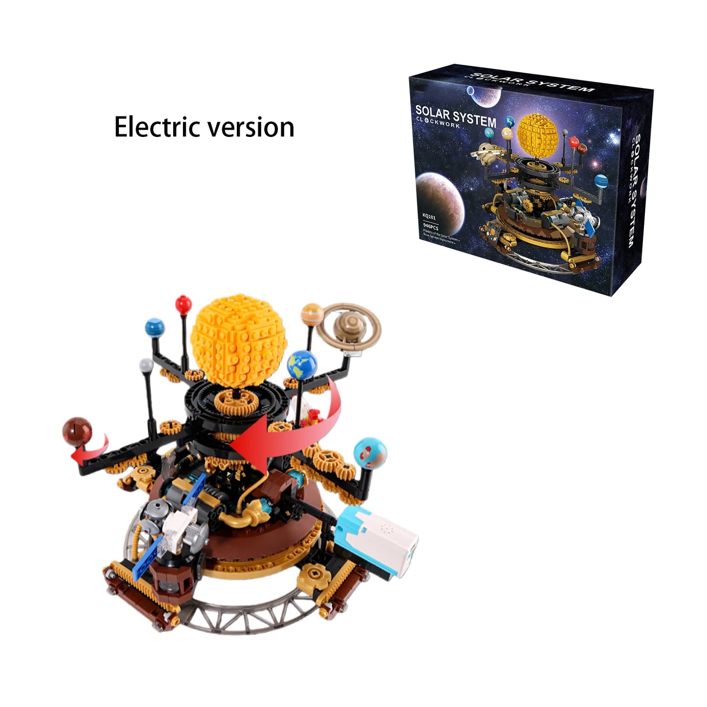 946PCS Electric Solar System Planetarium MOC Building Blocks DIY STEM Educational Home Decor Toy Kids Birthday Gift