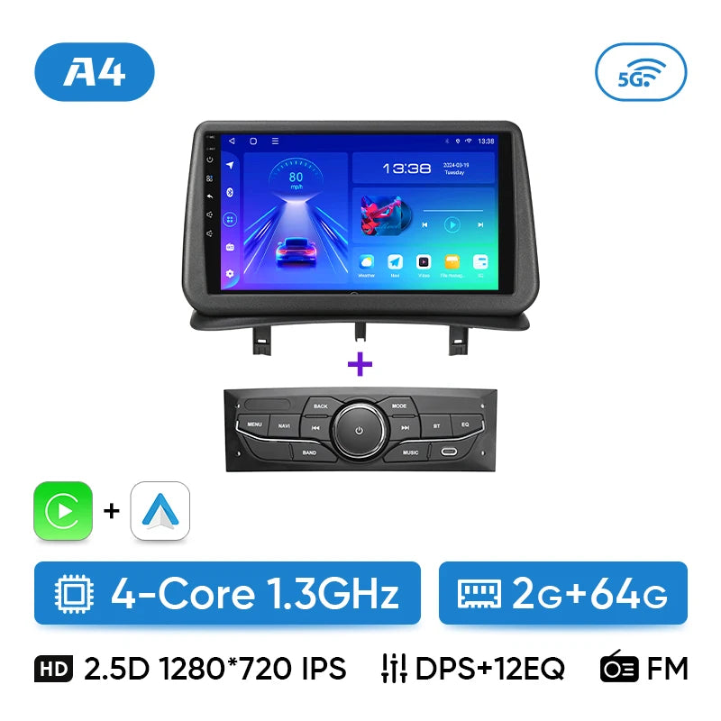 Ainavi Car Radio for Renault Clio 3 2005-2014 Wireless CarPlay Android Auto 4G Multimedia Player Navigation GPS 2din Autoradio