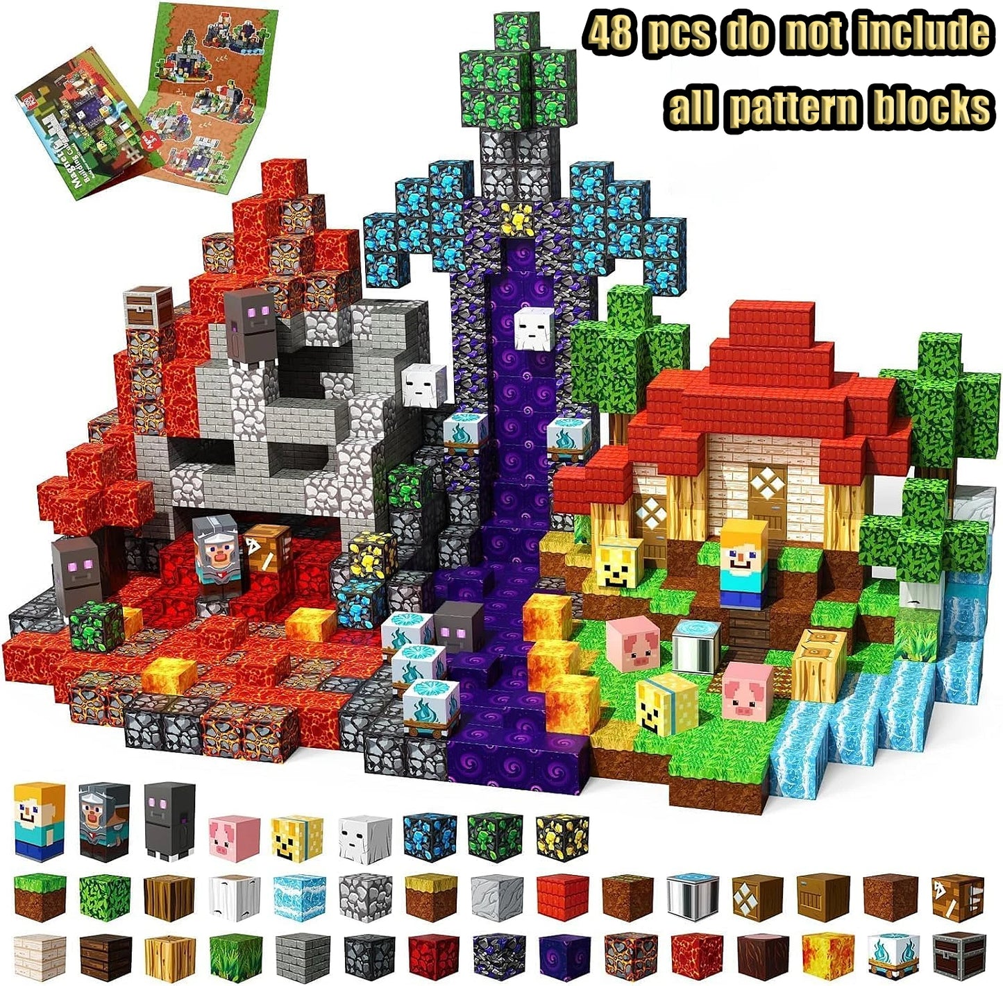 Magnetic Building Blocks New Mine World Magnetic Snow Ice Castle Construction Brick Cube STEM Boy Girl Children Toy Set Gift