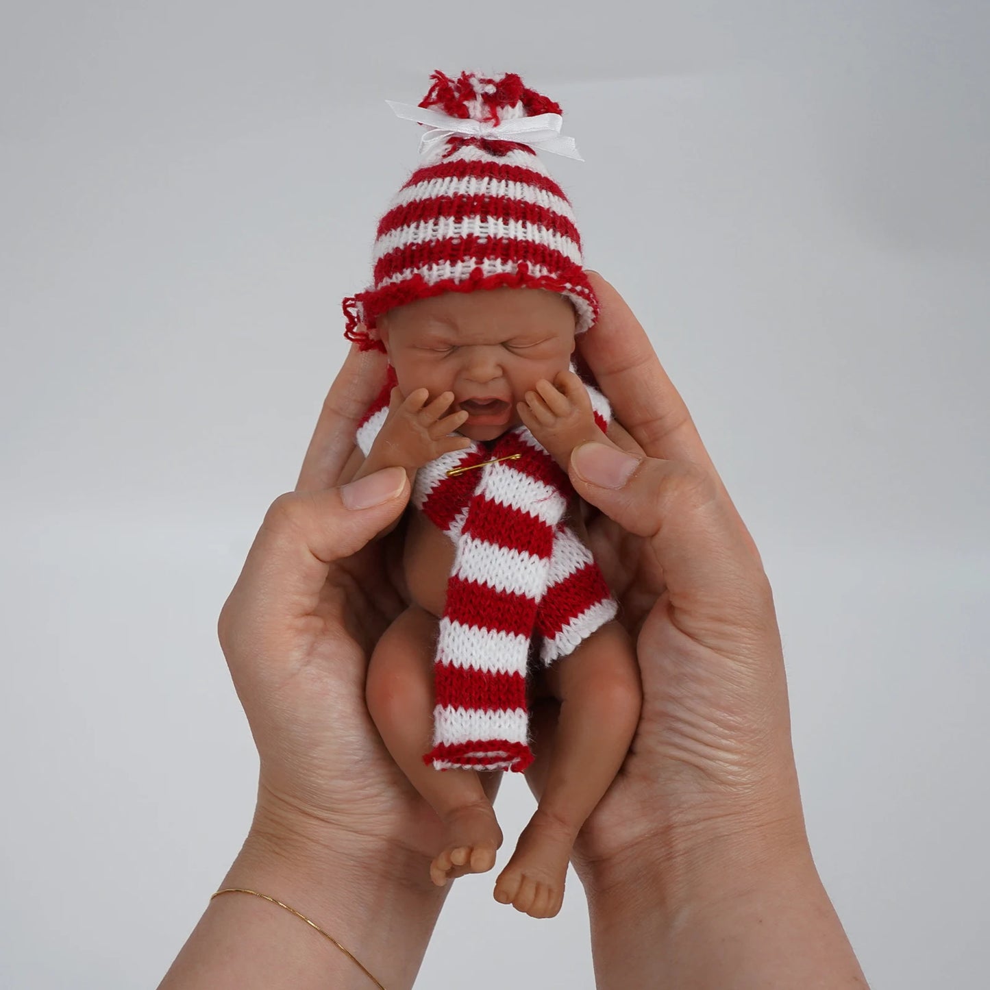 7" Boy Micro Preemie Full Body Silicone Black Skin CryBaby Doll "Ethan" Lifelike Mini Reborn Doll Surprice Children Anti-Stress