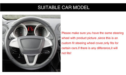 Black Faux Leather Car Steering Wheel Cover for Seat Ibiza (6J) 2008-2015 MII 2013-2020