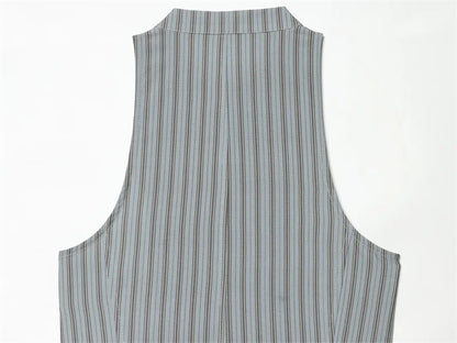 Women's Top 2026 New Spring Autumn Double-Breasted Striped Vest Fashion Casual Chic Personality Female Top