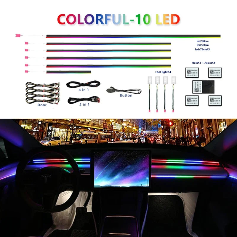 For BMW Only Neon Car Ambient Lights Full 213 Colors Streamer RGB LED Interior Hidden Ergonomic Strip For F10 F20 F30 G20 G30