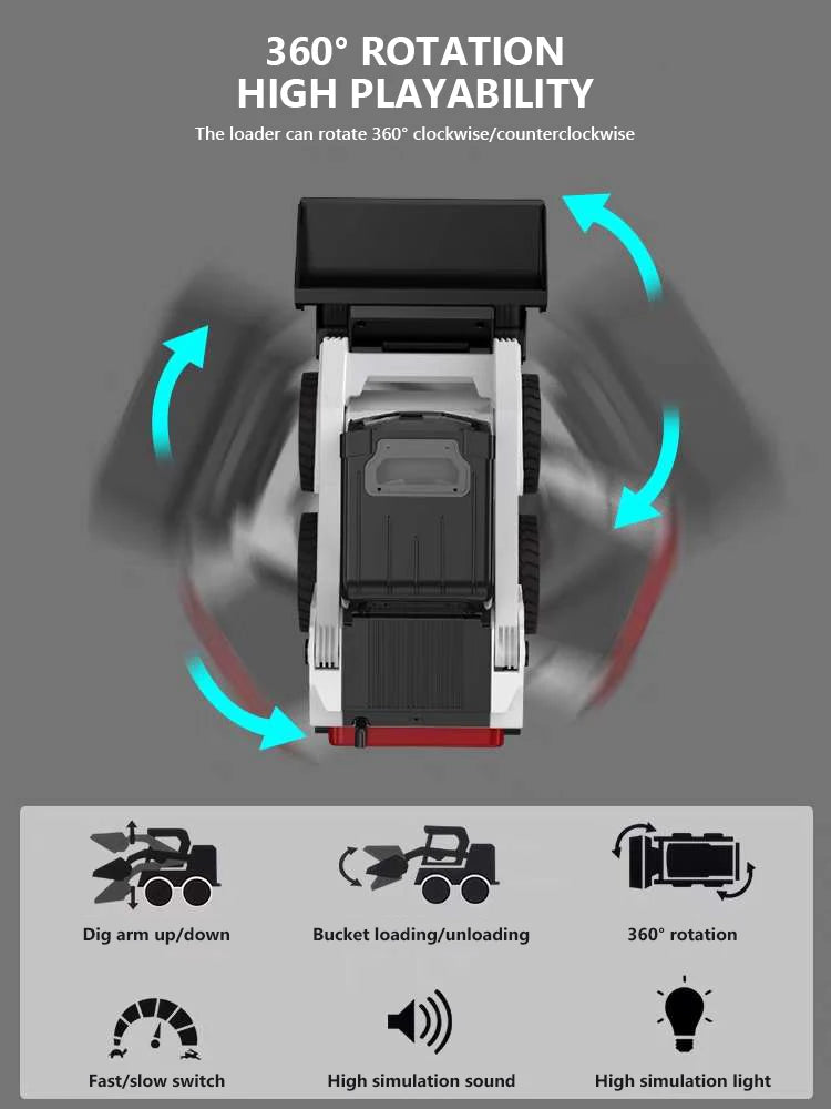 Double E E594 1:14 Remote Control Slip Loader Toy Car RC Truck Engineering Vehicle Skid Steer Excavators Toys for Boys Gifts