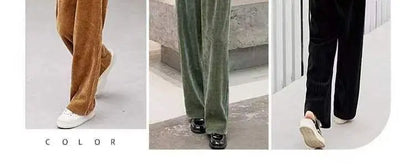 Fashionable Corduroy Set Women's Autumn Winter New Style Elegant Lady Fragrance Wind Coat Wide Leg Pants Two Piece Suit
