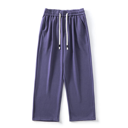 DUKEEN Pique Fabrics Sweatpants for Men Loose Causal Straight Legged Trouse Autumn and Winter Solid Colors Sports Fleece Pants