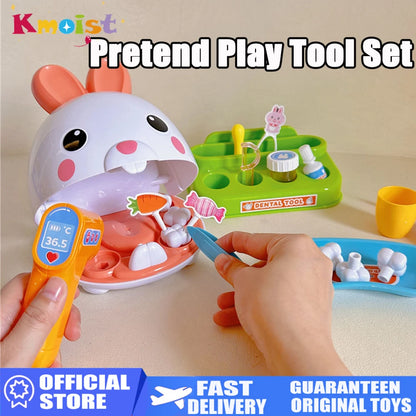 Rabbit Cosplay Medical Tools Kit Dentist with Light Pretend Play Tool Set Toys Kids Preschool Education Toy Children's Day Gifts