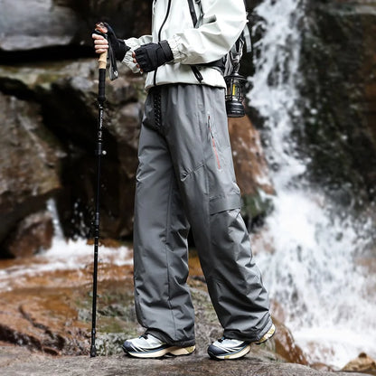 Trendy Large Size Men's down Trousers Winter Outdoor Windproof Warm Straight Leg Pants Long Pants Duck down Filling Pure Color
