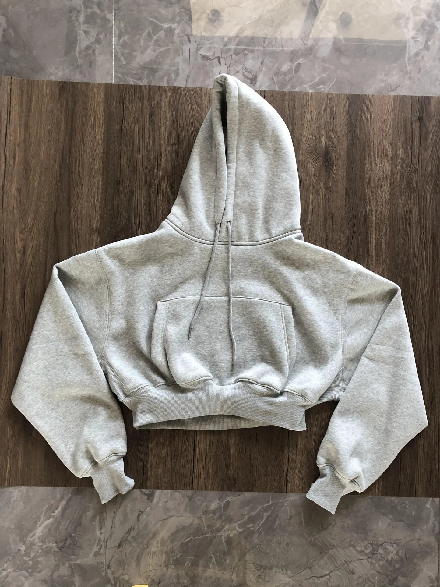 Basic Wear Black Charcoal Hoodies for Women Autumn Winter Loose Fleece Hooded Sweatshirts Streetwear Cropped Pullovers