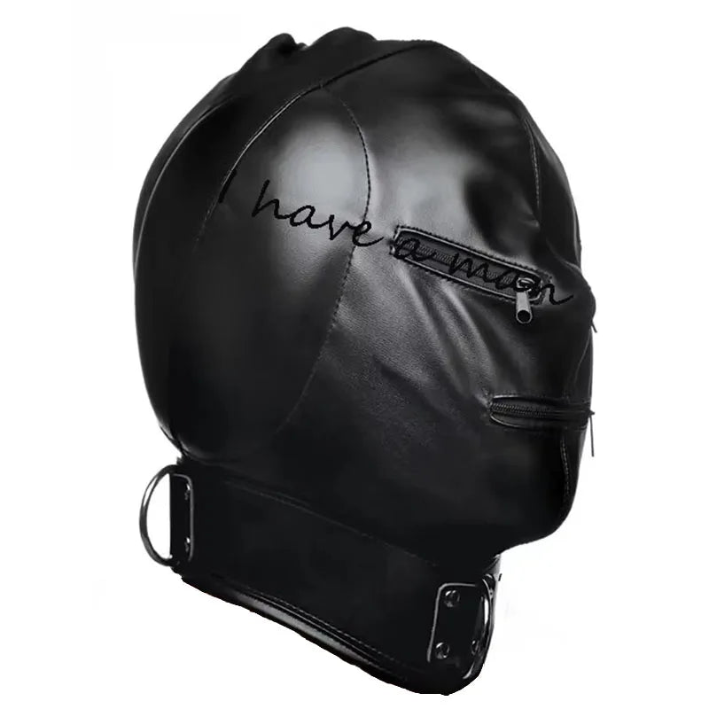 Leather Padded Hood Mask Blindfold Head Restraint Harness Mask, BDSM Bondage Gimp,Sexy Costume
