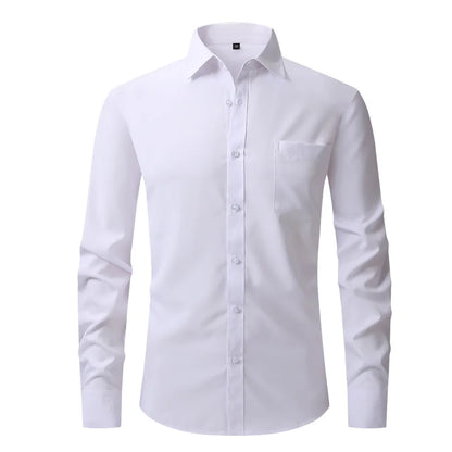 Fashion Business Casual shirt Men's slim long sleeve shirt solid color business social non-ironing anti-wrinkle American code