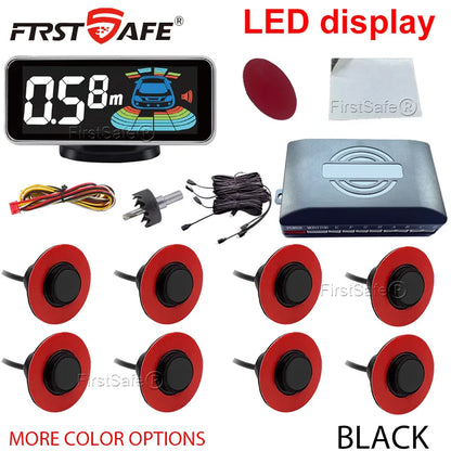 Multi Radar Parking Sensor Kit Backlight LED Display Multi Language Voice Reverse Detector 6/8 Sensors Universal Auto Safety