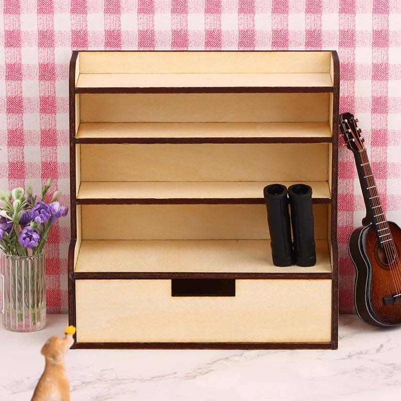 1:12 Dollhouse Miniature Bookcase Showcase Storage Cabinet Locker Display Cabinet Home Furniture Model Toy DollHouse Accessory