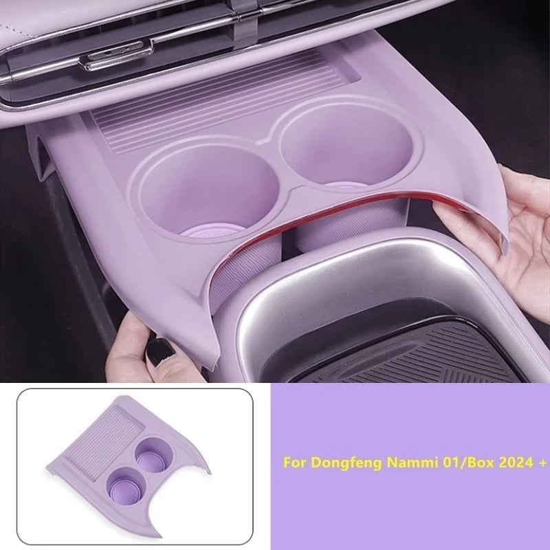 Car Style Storage Box Tray Pad Fit For Dongfeng Nammi 01/Box 2024 + Central Console Water Cup Holder Organizer Cover Accessories
