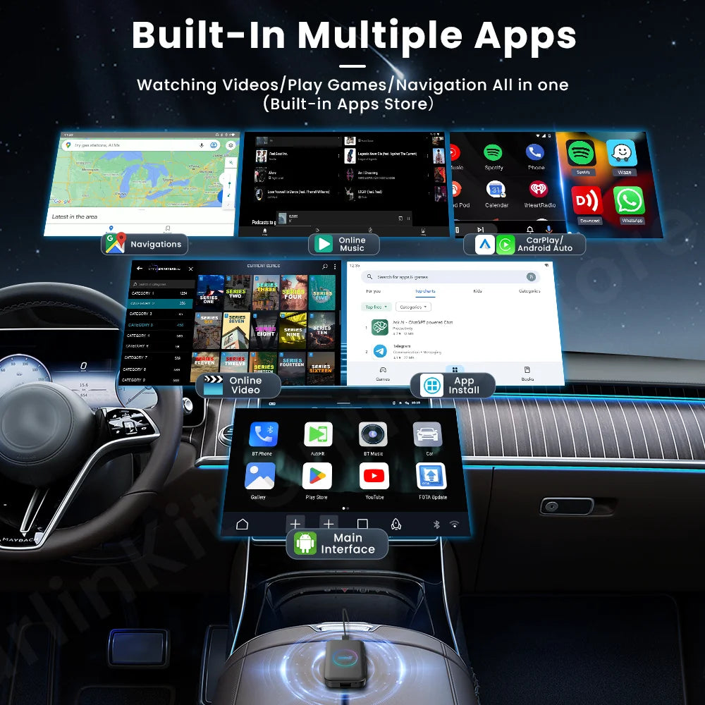 CarlinKit LiteS Android Tv Box Android auto CarPlay Wireless Adatper for Netfilx Youtube IPTV Spotify Skoda Volvo Honda Toyota