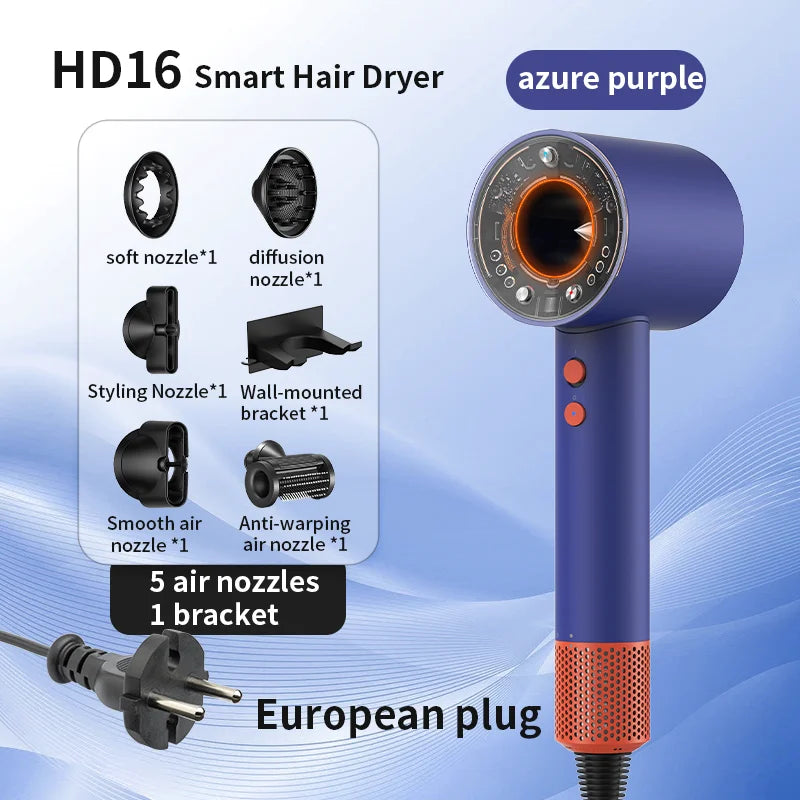 Hair Dryer with Negative Ions for Hair Care, Silent, Fast Drying, Temperature Control, High-Speed, Huaqiangbei Strong Wind Hd16 Hair Dryer