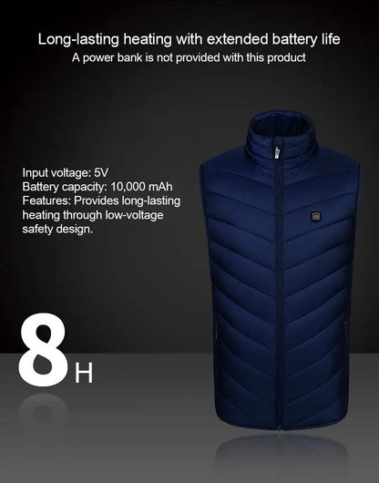 Extra Extra Large11 Area Heating Vest Winter Women Climbing Heating Coats Outdoor Trekking Heating Apparel （Not Power Bank）