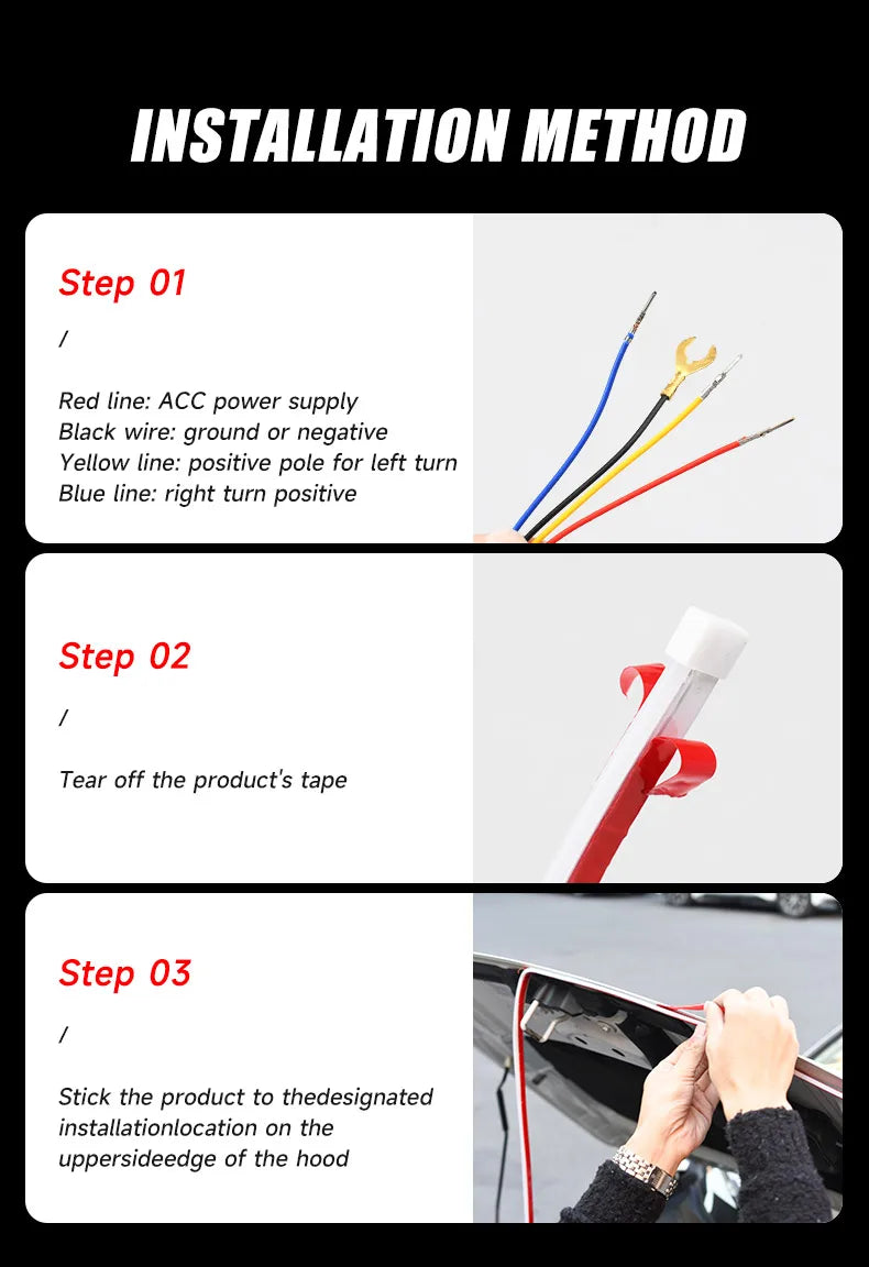 RGB Hood Light Daytime Running Lights For 12V Car APP Control Multi-function Led neon Strip Running Lights Automotive Supplies