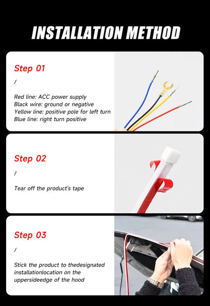 RGB Hood Light Daytime Running Lights For 12V Car APP Control Multi-function Led neon Strip Running Lights Automotive Supplies