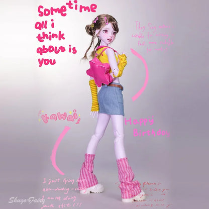 Shuga Fairy Emery 1/4 Bjd Doll Great-hearted Shizhi Body New Design Dopamine Sweet Style Big Eyes Slim Waist Ball Jointed Dolls