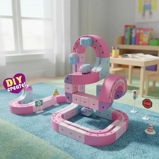 Creative DIY Building Blocks Magnetic Electric Train Set Anti Gravity High-Speed Train Vehicle STEM Educational Toy for Girls