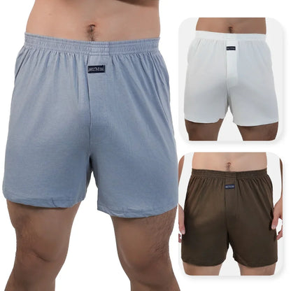 3pcs Mens High Waist Boxers Briefs 100% Cotton Plus Size Sleepwear Elastic Waistband Lounge ARO Pants Home Wear Comfort 50-140kg