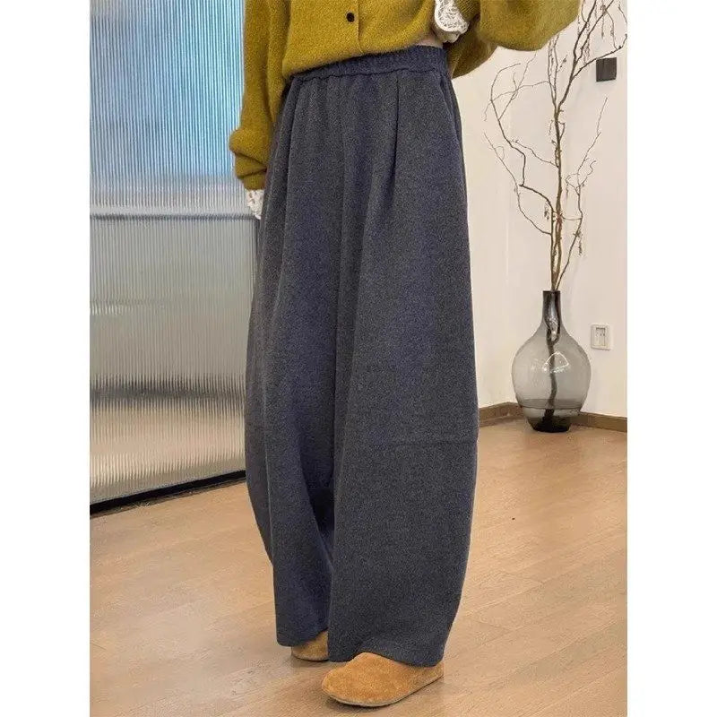High Waist Wide Leg Pants Women's Thickened Loose Drapey Autumn Winter Large Size Banana Sweatpants Casual Straight Cut