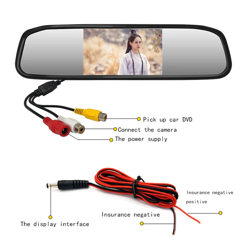 Rearview Mirror Reverse Radar 4 Probes Anti-dazzling Original Fit Parking Monitor Detector Auto Safety Auxiliary System