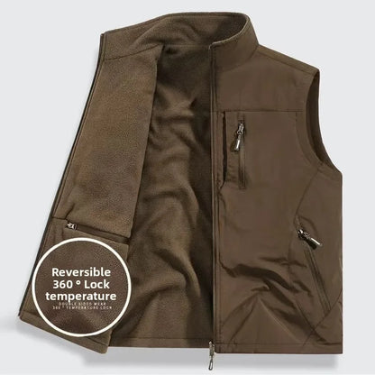 Men's Outdoor Sports Leisure Windproof Cold Proof Warm Vest for Autumn and Winter Comfortable Plush Warm and Fashionable Vest
