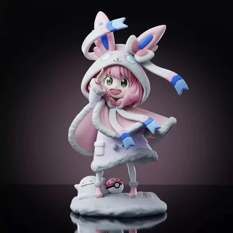 Spy X Family Anya Forger Sylveon Cos Figure 19cm Kawaii Cartoon Character Doll Ornaments Children S Toy Gifts Collectible Model